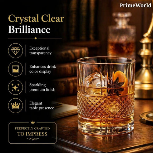 PrimeWorld Signature Crystal Whiskey Glasses Set of 6 pcs