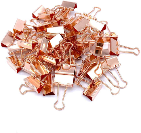 Anup Torda Rose Gold Binder Clips | 19 mm Small Metal Paper Clamps | Pack of 40