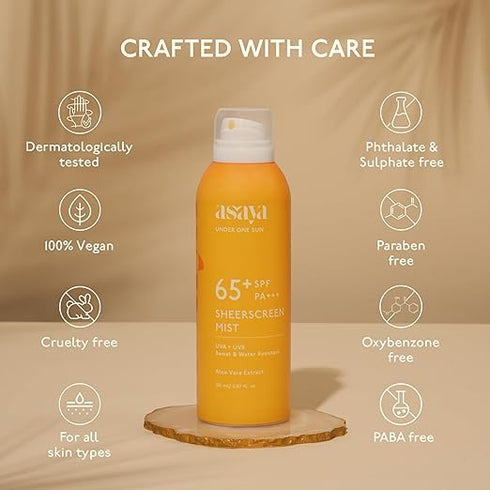 Asaya Spf 65+ Waterproof Sunscreen Spray