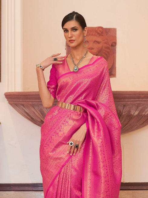 Vasthrlay Women's Kanjivaram Silk Unstitched Saree
