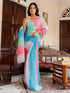 Vasthrlay Womens Printed Multicolour Saree With Unstitched Blouse Piece