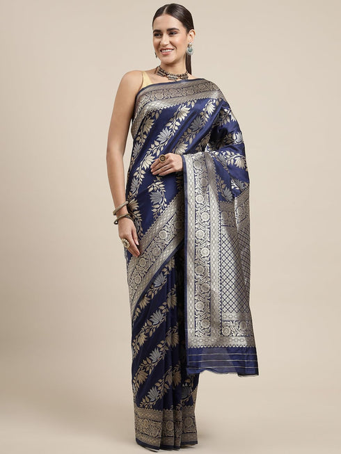 Vasthrlay Silver Banarasi Saree