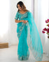 Vasthrlay Embroidery Scalloped Orange Saree