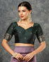 Vasthrlay Banarasi Jacquard Unstitched Teal Saree