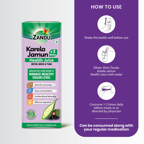 Zandu Karela Jamun + 3 Herbs Health Juice