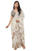 Vasthrlay Off White Multi Print Design Linen Ready To Wear Saree