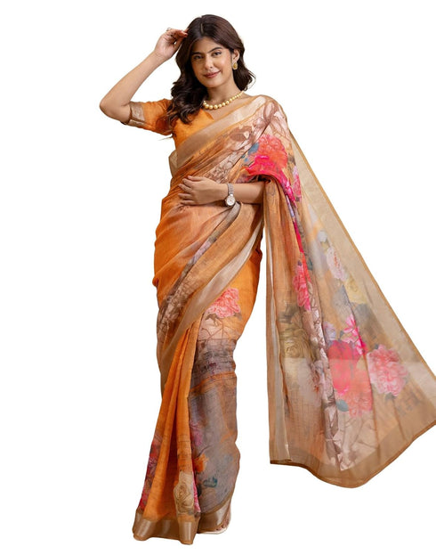 Vasthrlay Womens Printed Minute Green Saree