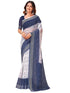 Vasthrlay Bandhani Embroidery Unstitched White Saree