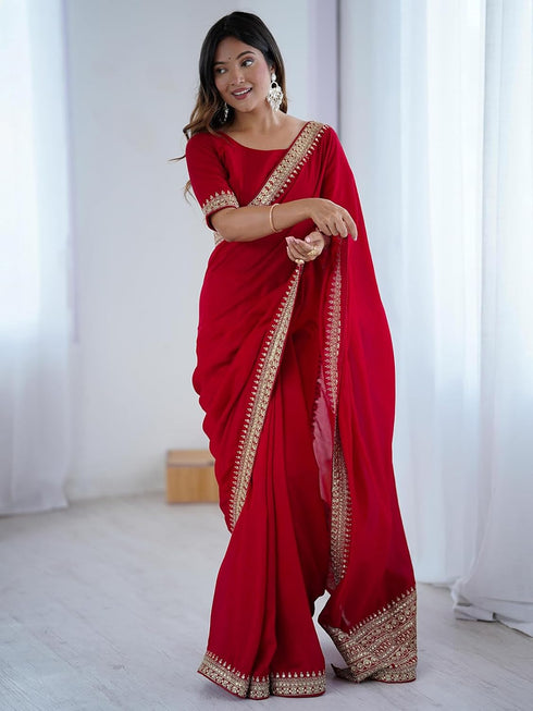 Vasthrlay Chanderi Printed Off White Off White Saree