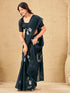 Vasthrlay Womens Printed Black Saree With Unstitched Blouse Piece