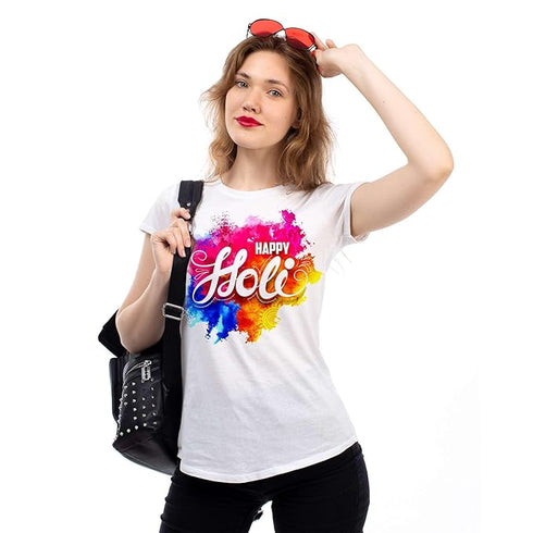 Premium Holi Festival White T-Shirt | Modern Graphic Print