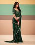 Vasthrlay Georgette Embroidery Unstitched Dark Green Saree
