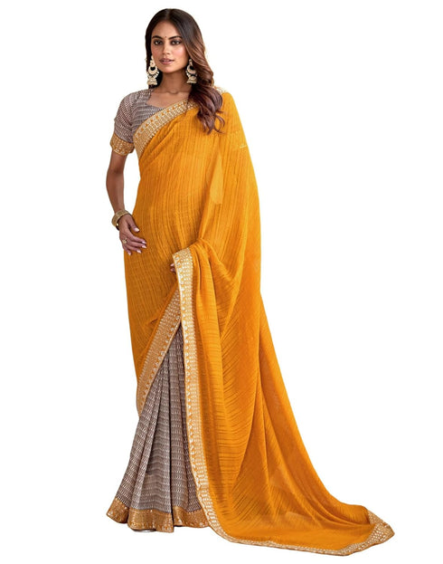 Vasthrlay Georgette Embroidery Unstitched Maroon Saree