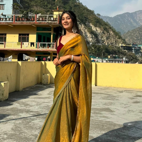 Vasthrlay Boarder Unstitched Chhaavag Mustard Free Ethnic Wear