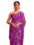 Vasthrlay Chiffon Tassels Dark Purple Saree With Unstitched Blouse Piece