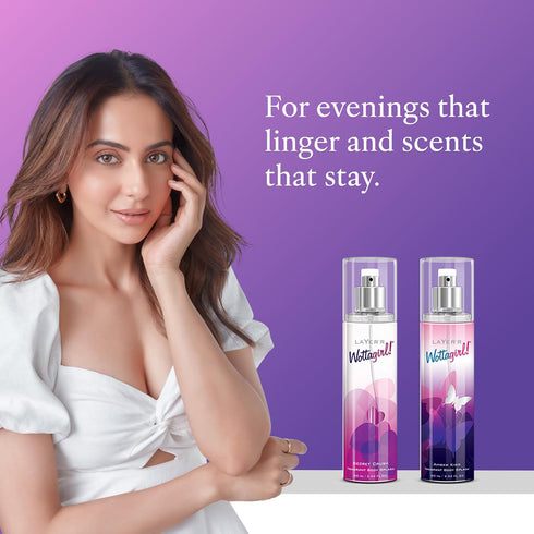 Layer'r Wottagirl Secret Crush and Amber Kiss Body Splash Combo Body Mist Long-Lasting Fruity