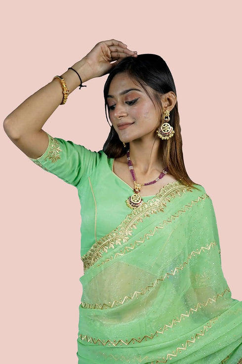 Vasthrlay Embroidery Lightgreen Ethnic Wear