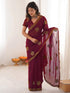 Vasthrlay Georgette Embroidery Unstitched Dark Green Saree