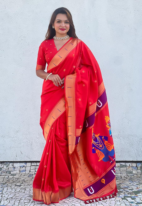 Vasthrlay Kanjivaram Paithani Unstitched Mahendi Ethnic Wear