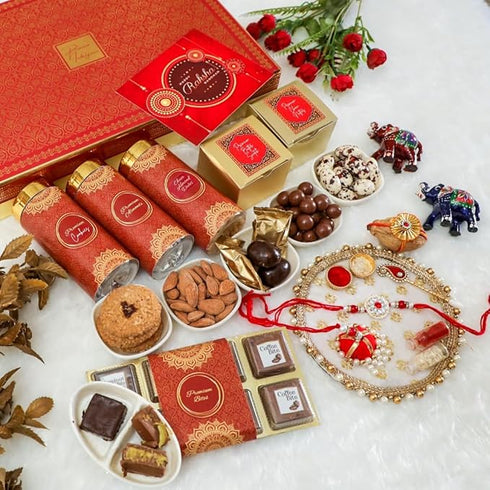 NutriSnacksBox Elegant Red Bhaiya Bhabhi Rakshabandan Hamper