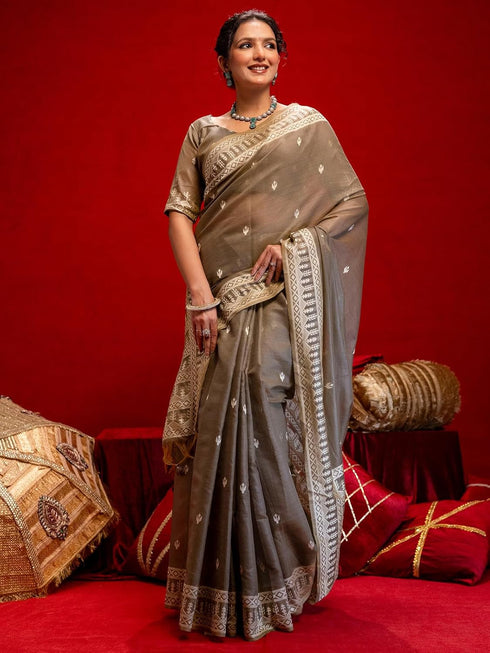 Vasthrlay Weaving Beige1 Beige Saree