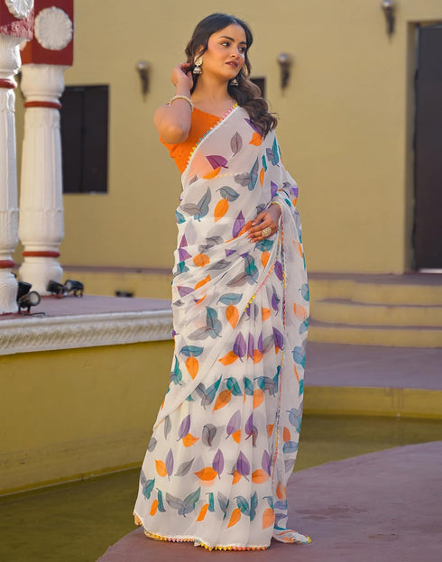 Vasthrlay Chiffon Blouse Maroon Saree