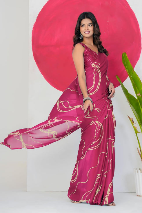 Vasthrlay Fashion Georgette Geometric Dusty Ethnic Wear