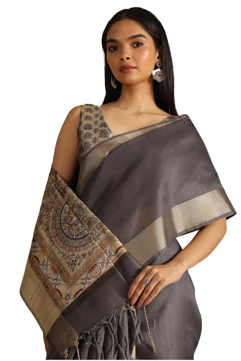 Vasthrlay Tussar Solid Saree