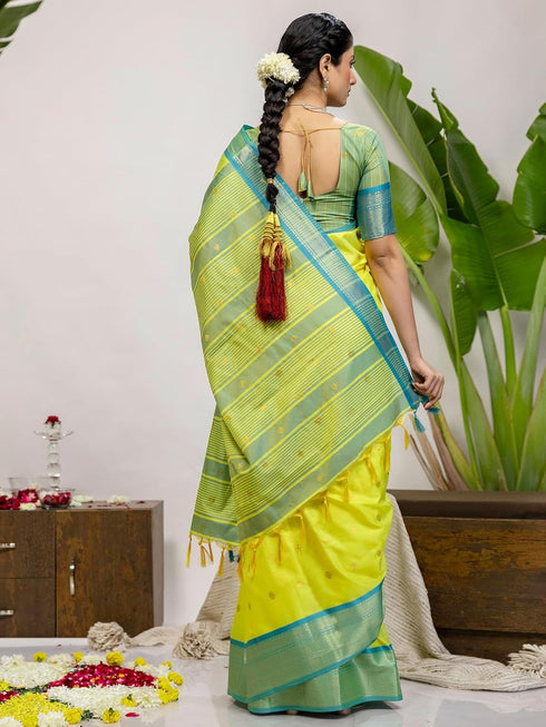 Vasthrlay Weaving Khaki Saree