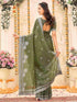 Vasthrlay Scalloped Embroidery Turquoise Saree