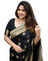 Vasthrlay Banarasi Jacquard Unstitched Dark Green Saree