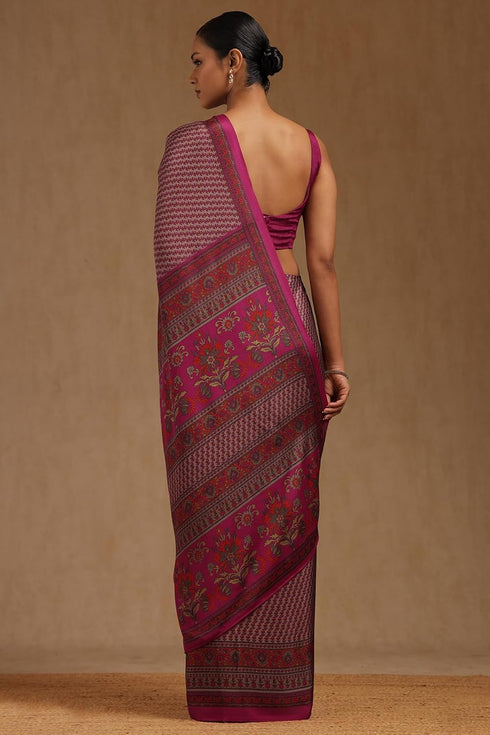 Vasthrlay Fuchsia Crepe Floral