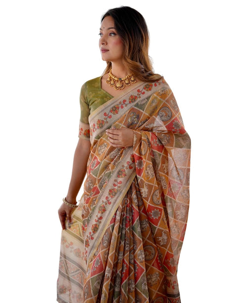Vasthrlay Handloom Geometric Multicolor Saree