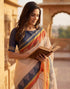Vasthrlay Womens Printed Unstitched Peach Saree