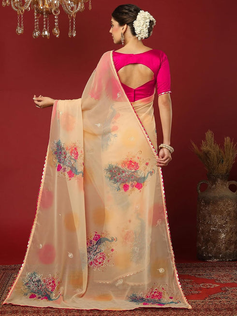 Vasthrlay Georgette Printed Unstitched Maroon Saree