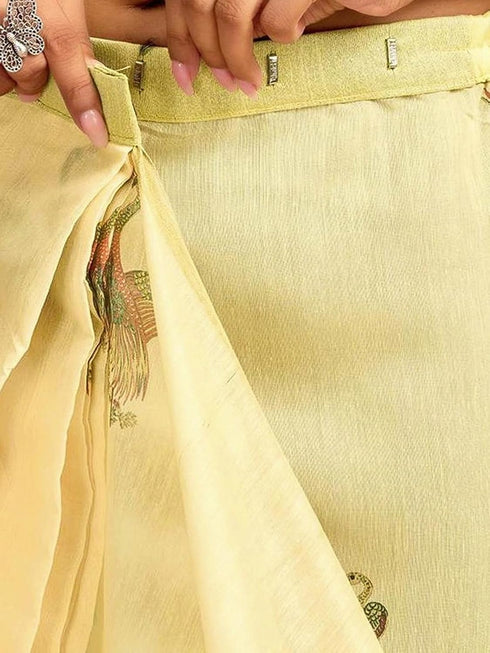Vasthrlay Chanderi Printed Coffee Saree