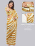 Vasthrlay Yellow Multi Print Design Linen Ready To Wear Saree