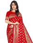 Vasthrlay Banarasi Jacquard Unstitched Red Saree