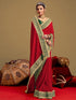 Vasthrlay Vichitra Embroidery Unstitched Red Saree