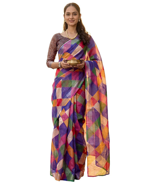 Vasthrlay Womens Printed Unstitched Dusty Pink Saree