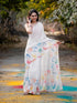 Vasthrlay Printed White Saree