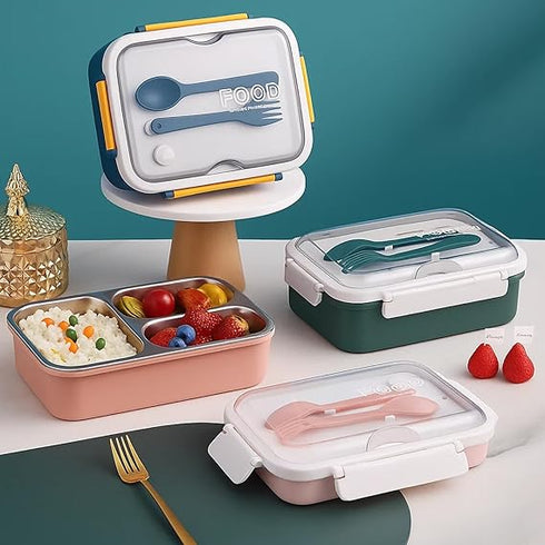 TuCo® Lunch Box 3 Compartment Leak-Proof BPA Free Food Container Large
