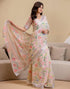Vasthrlay Womens Printed Beige Saree With Unstitched Blouse Piece