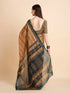 Vasthrlay Cotton Printed Mulmul Brown Saree
