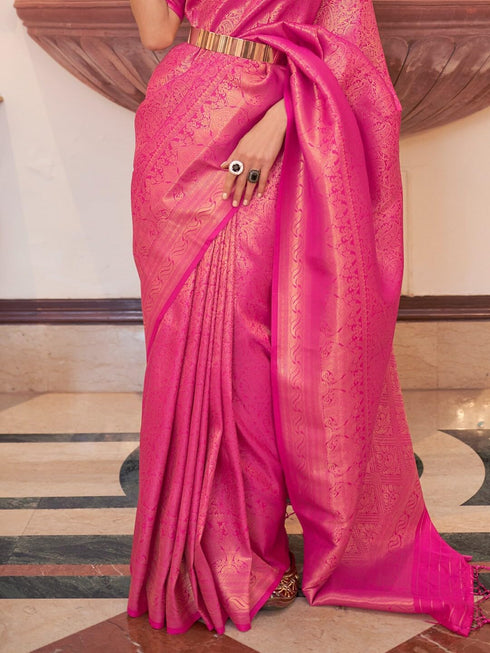Vasthrlay Women's Kanjivaram Silk Unstitched Saree