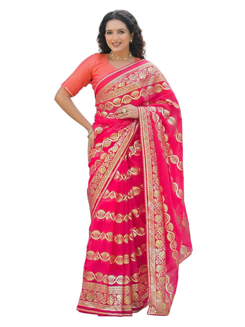 Vasthrlay Georgette Printed Unstitched Orange Saree