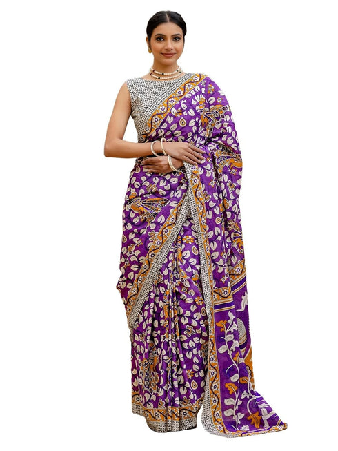 Vasthrlay Kalamkari Printed Olive Saree