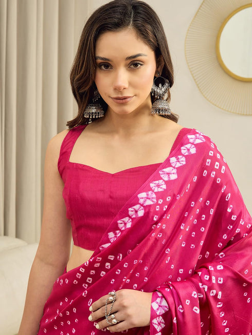 Vasthrlay Bandhani Printed Chiffon Unstitched Ethnic Wear