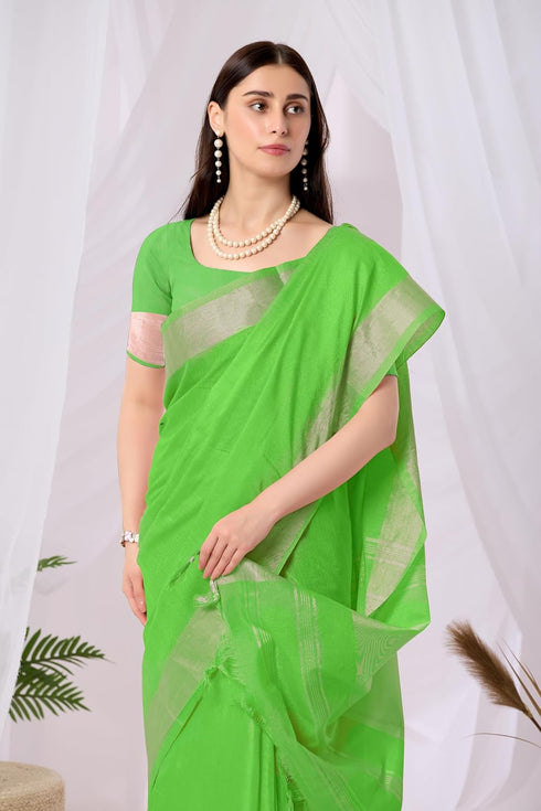 VasthrlayUnstitched Double Line Orange Free Ethnic Wear