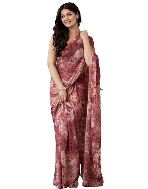 Vasthrlay Georgette Printed Unstitched Dusty Pink Saree